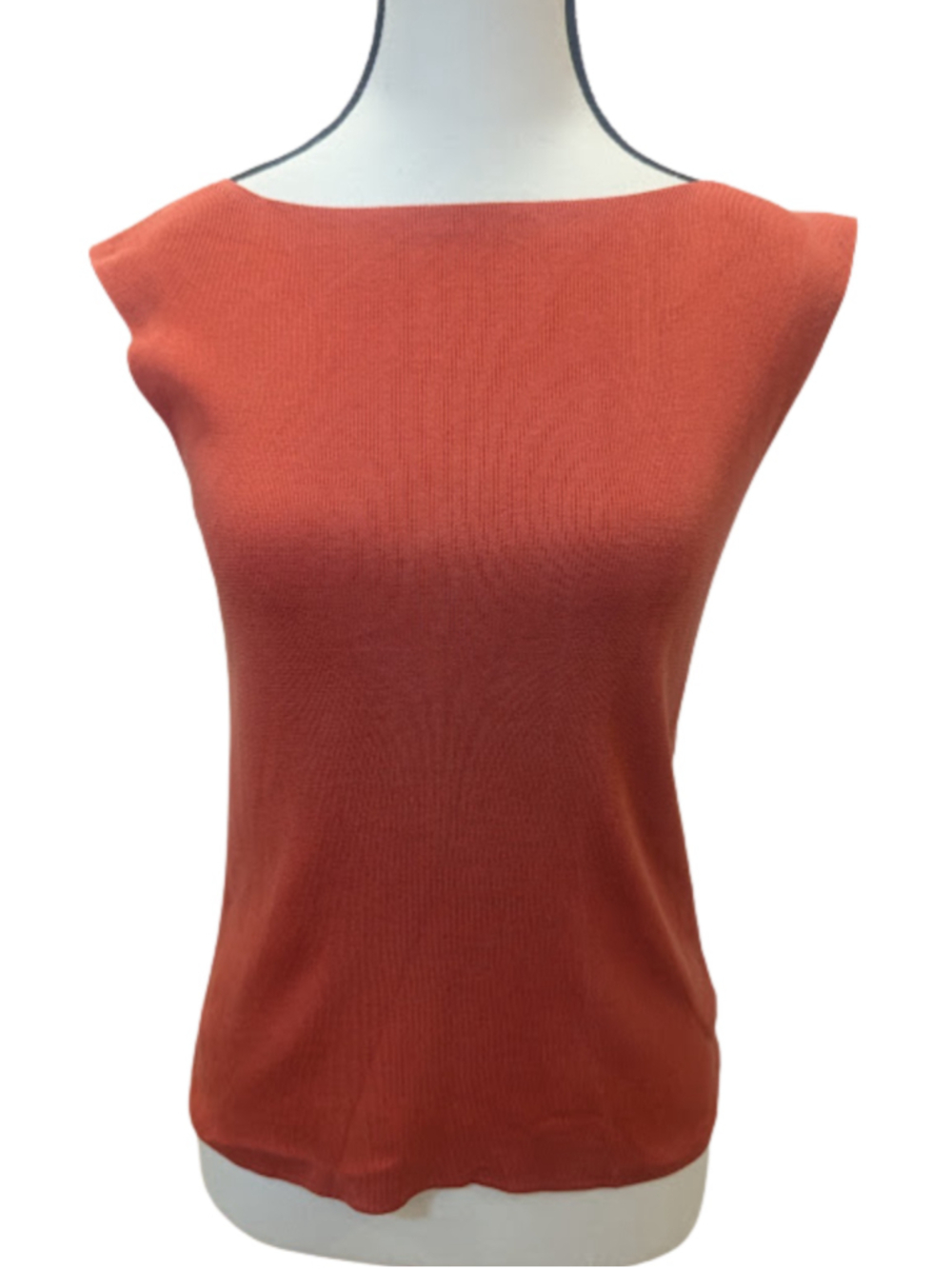 Coldwater Creek Silk Cotton Sweater XS Coral Orange Boat Neck Lightweight Knit